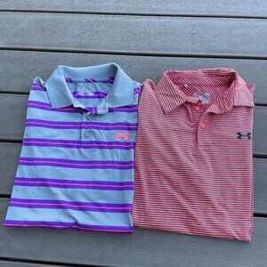 Under Armour  Golf Polo Shirts Men’s Large Striped Short Sleeve Loose fit